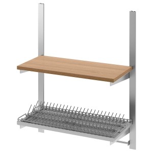 IKEA KUNGSFORS susp rail w shelf/rail/dish dra, stainless steel/ash, Ikea Outlet | 1452ZWCIP