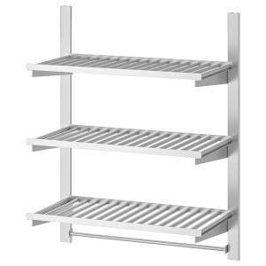 IKEA KUNGSFORS suspension rail w shelves and rail Stainless Steel, Ikea Outlet | 6348UQJZK