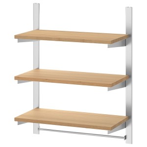 IKEA KUNGSFORS suspension rail w shelves and rail Stainless Steel / Bamboo, Ikea Outlet | 4063UCFMV