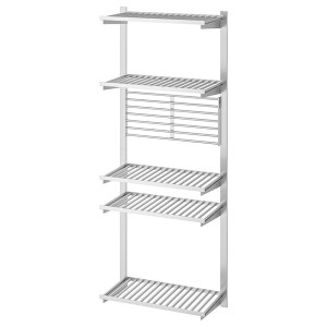 IKEA KUNGSFORS suspension rail with shelf/wll grid Stainless Steel, Ikea Outlet | 7250HQGOF