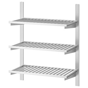 IKEA KUNGSFORS suspension rail with shelves, stainless steel, Ikea Outlet | 4082FPOKX