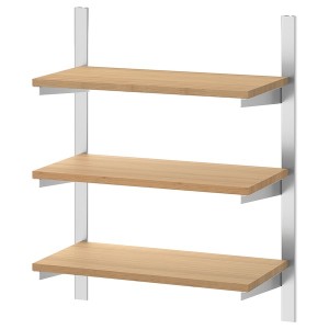 IKEA KUNGSFORS suspension rail with shelves, 23 5/8 in Stainless Steel / Bamboo, Ikea Outlet | 8620MRJPB