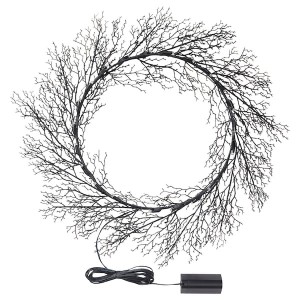 IKEA KUSTFYR LED wreath, artificial battery operated/outdoor, Ikea Outlet | 7281TJQEB