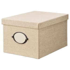 IKEA KVARNVIK Storage box with lid, beige, Length: 13 ¾ in. Learn more!, Ikea Outlet | 1274CAZPB