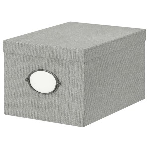 IKEA KVARNVIK Storage box with lid, gray, 9 ¾x13 ¾x7 ¾ in, Ikea Outlet | 6492IYMEC