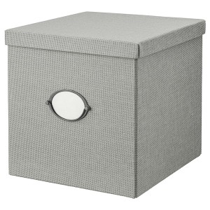 IKEA KVARNVIK Storage box with lid, gray, Ikea Outlet | 9108QHRXA