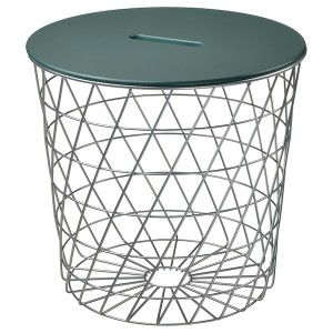 IKEA KVISTBRO Storage table, 17 3/8 in Silver Color / Dark Gray / Green, Ikea Outlet | 8264HPDJO