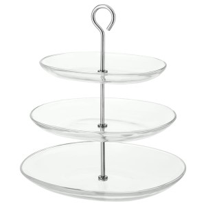 IKEA KVITTERA serving stand, 3 tiers, clear glass/stainless steel, Ikea Outlet | 5743DFWMA