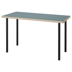 IKEA LAGKAPTEN / ADILS desk, 47 1/4x23 5/8 in Gray / Turquoise / Black, Ikea Outlet | 9857FXRJI