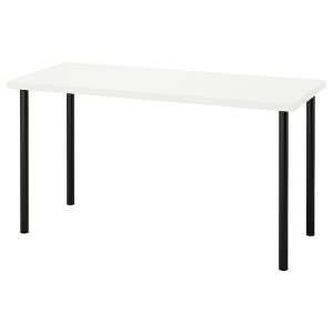 IKEA LAGKAPTEN / ADILS desk, 55 1/8x23 5/8 in White / Black, Ikea Outlet | 3925SRHMB