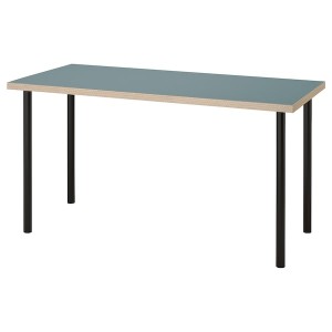 IKEA LAGKAPTEN / ADILS desk, 55 1/8x23 5/8 in Gray / Turquoise / Black, Ikea Outlet | 5671GSFWV