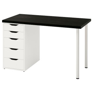 IKEA LAGKAPTEN / ALEX desk, 47 1/4x23 5/8 in Black / Brown / White, Ikea Outlet | 2397CPRWA