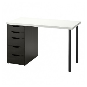 IKEA LAGKAPTEN / ALEX desk, 47 1/4x23 5/8 in White / Black / Brown, Ikea Outlet | 6071ZXFEQ