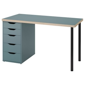 IKEA LAGKAPTEN / ALEX desk, 47 1/4x23 5/8 in Gray / Turquoise / Black, Ikea Outlet | 2169DBMJL