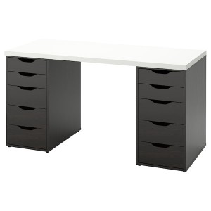 IKEA LAGKAPTEN / ALEX desk, 55 1/8x23 5/8 in White / Black / Brown, Ikea Outlet | 7592RTPDO