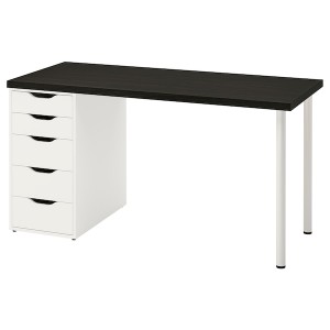 IKEA LAGKAPTEN / ALEX desk, 55 1/8x23 5/8 in Black / Brown / White, Ikea Outlet | 0385RMJSA
