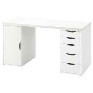 IKEA LAGKAPTEN / ALEX desk, 55 1/8x23 5/8 in White, Ikea Outlet | 4321OQWXZ