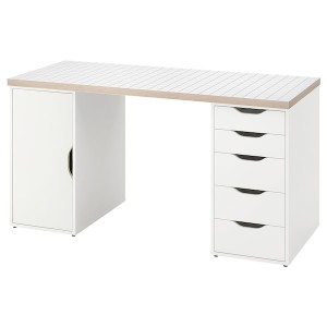 IKEA LAGKAPTEN / ALEX desk, 55 1/8x23 5/8 in White / Anthracite, Ikea Outlet | 2706ASOPR