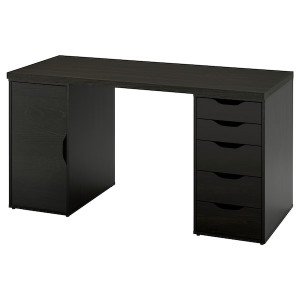 IKEA LAGKAPTEN / ALEX desk, 55 1/8x23 5/8 in Black / Brown / Black, Ikea Outlet | 8905WBTCJ