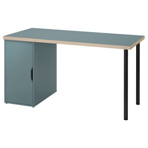 IKEA LAGKAPTEN / ALEX desk, 55 1/8x23 5/8 in Gray / Turquoise / Black, Ikea Outlet | 8410LHOVU