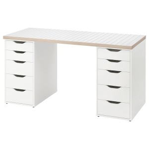 IKEA LAGKAPTEN / ALEX desk, 55 1/8x23 5/8 in White Anthracite / White, Ikea Outlet | 4371SJETY