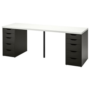 IKEA LAGKAPTEN / ALEX desk, 78 3/4x23 5/8 in White / Black / Brown, Ikea Outlet | 3604UHZTL