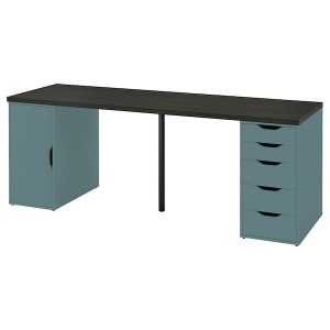 IKEA LAGKAPTEN / ALEX desk, 78 3/4x23 5/8 in Black / Brown / Gray / Turquoise, Ikea Outlet | 6798KTORL