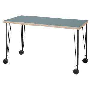 IKEA LAGKAPTEN / KRILLE desk, 47 1/4x23 5/8 in Gray / Turquoise / Black, Ikea Outlet | 2875SAKGF