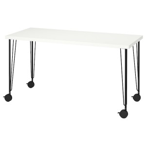 IKEA LAGKAPTEN / KRILLE desk, 55 1/8x23 5/8 in White / Black, Ikea Outlet | 9826MJNCH