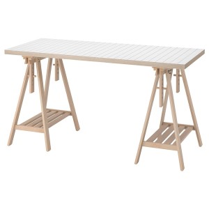 IKEA LAGKAPTEN / MITTBACK desk, 55 1/8x23 5/8 in White Anthracite / Birch, Ikea Outlet | 0471MCBRY