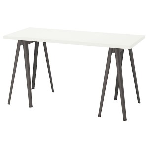 IKEA LAGKAPTEN / NÄRSPEL desk, 55 1/8x23 5/8 in White / Dark Gray, Ikea Outlet | 7295QZGCJ