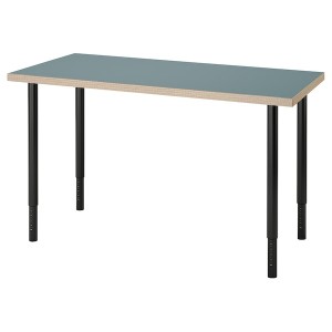 IKEA LAGKAPTEN / OLOV desk, 47 1/4x23 5/8 in Gray / Turquoise / Black, Ikea Outlet | 2934EVHSB