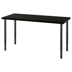IKEA LAGKAPTEN / OLOV desk, 55 1/8x23 5/8 in Black / Brown / Black, Ikea Outlet | 2956FNVHP