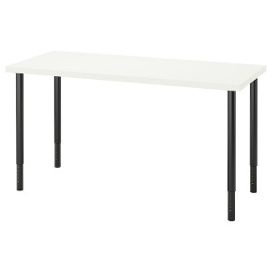 IKEA LAGKAPTEN / OLOV desk, 55 1/8x23 5/8 in White / Black, Ikea Outlet | 9375ENXJF