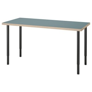 IKEA LAGKAPTEN / OLOV desk, 55 1/8x23 5/8 in Gray / Turquoise / Black, Ikea Outlet | 2493ISTQJ