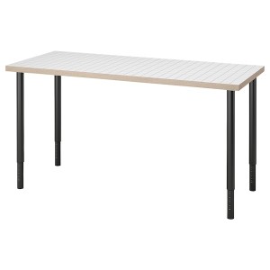 IKEA LAGKAPTEN / OLOV desk, 55 1/8x23 5/8 in White Anthracite / Black, Ikea Outlet | 6842VPQWS