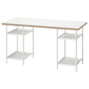 IKEA LAGKAPTEN / SPÄND desk, 55 1/8x23 5/8 in White / Anthracite, Ikea Outlet | 5937HOUXK