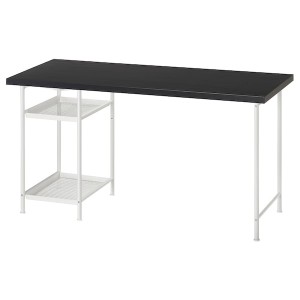 IKEA LAGKAPTEN / SPÄND desk, 55 1/8x23 5/8 in Black / Brown / White, Ikea Outlet | 8059ONHYJ