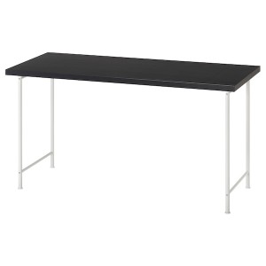 IKEA LAGKAPTEN / SPÄND desk, 55 1/8x23 5/8 in Black / Brown / White, Ikea Outlet | 8047ZNKTF