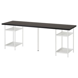 IKEA LAGKAPTEN / SPÄND desk, 78 3/4x23 5/8 in Black / Brown / White, Ikea Outlet | 9061PXIQG
