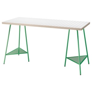 IKEA LAGKAPTEN / TILLSLAG desk, 55 1/8x23 5/8 in White Anthracite / Green, Ikea Outlet | 0326SOAKH