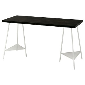 IKEA LAGKAPTEN / TILLSLAG desk, 55 1/8x23 5/8 in Black / Brown / White, Ikea Outlet | 0258FTKWN