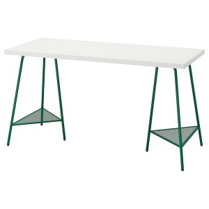 IKEA LAGKAPTEN / TILLSLAG desk, 55 1/8x23 5/8 in White / Green, Ikea Outlet | 9604KVTML