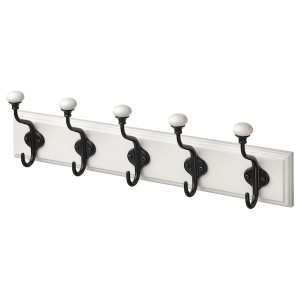 IKEA LANDKRABBA rack with 5 hooks, white, 19 ¾ in, Ikea Outlet | 5108HDTNG