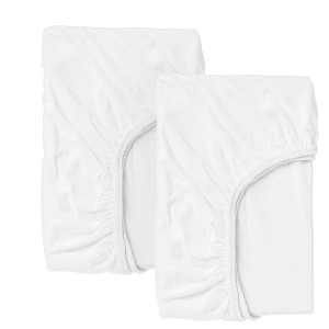 IKEA LEN crib fitted sheet, 28x52 in, 2 pack White, Ikea Outlet | 0572YKRCE