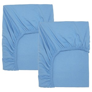 IKEA LEN crib fitted sheet, 28x52 in, 2 pack Light Blue, Ikea Outlet | 2839GANYD