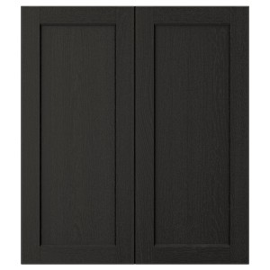 IKEA LERHYTTAN 2-p door/corner base cabinet set, 13x30 in Black Stained, Ikea Outlet | 3502UYMRB