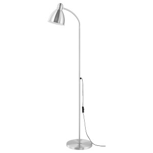 IKEA LERSTA floor/reading lamp, aluminum chrome effect, Ikea Outlet | 4956YUCDQ