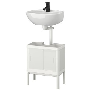 IKEA LILLTJÄRN / SKATSJÖN Bathroom vanity with 2 doors, 17 3/4x13 3/4 in White / Saljen Faucet, Ikea Outlet | 0516HROQL