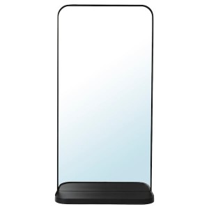 IKEA LINDBYN mirror with shelf, black, 15 3/4x31 1/2 in, Ikea Outlet | 3416ZVHDE